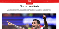 Jornais pelo mundo destacaram a atua&ccedil;&atilde;o de Messi em meio &agrave; vit&oacute;ria da Argentina nas oitavas de final da Copa do Mundo  Foto: Reprodu&ccedil;&atilde;o/As