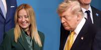 Meloni e Trump durante c&uacute;pula da Otan em Ancara, na Turquia  Foto: ANSA / Ansa - Brasil