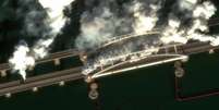 Ponte da Crimeia atacada por drones ucranianos em junho: Starlink deu vantagem t&aacute;tica a Kiev nos &uacute;ltimos meses  Foto: DW / Deutsche Welle