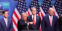 Trump durante coletiva de imprensa em Ancara  Foto: ANSA / Ansa - Brasil