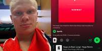 Haaland chega ao topo de ranking do Spotify norueguês.  Foto: @erling via Instagram e Spotify/Reprodução / Estadão