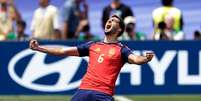 Mikel Merino, da Espanha, comemora gol que garantiu classifica&ccedil;&atilde;o contra a B&eacute;lgica, pelas quartas de final da Copa do Mundo de 2026  Foto: Eric Verhoeven/Soccrates/Getty Images