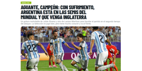Ol&eacute; destaca vit&oacute;ria da Argentina sobre a Su&iacute;&ccedil;a pelas quartas de final da Copa do Mundo  Foto: Reprodu&ccedil;&atilde;o/Ol&eacute;