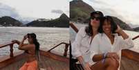 Rebeca posa sozinha em embarcação | Ginasta e amiga usam anéis similares  Foto: Reprodução | Instagram
