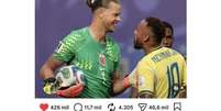 Perfil fake do goleiro noruegu&ecirc;s &Oslash;rjan Nyland viralizou ap&oacute;s pedido de desculpas a Neymar.  Foto: Reprodu&ccedil;&atilde;o/ Redes Sociais