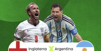 Harry Kane e Lionel Messi se enfrentam nesta quarta-feira  Foto: Arte/Terra