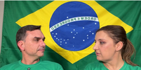 Fl&aacute;vio Bolsonaro e Daniella Marques durante live sobre o projeto 'Brasil por Elas' nesta quinta-feira, 16  Foto: Reprodu&ccedil;&atilde;o/Youtube/Fl&aacute;vio Bolsonaro
