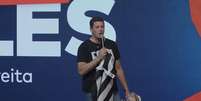 O deputado federal e pr&eacute;-candidato ao Senado, Ricardo Salles (Novo-SP), em Encontro Nacional do Partido Novo  Foto: Reprodu&ccedil;&atilde;o / Youtube NOVO 30 / Estad&atilde;o