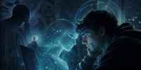 Imagem produzida por IA: homem fantasia enquanto conversa com chatbot  Foto: ChatGpt / Xataka