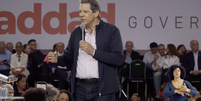 Fernando Haddad durante discurso na conven&ccedil;&atilde;o estadual do PT  Foto: Reprodu&ccedil;&atilde;o/Youtube/Fernando Haddad