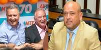 Rui Costa (esq), ex-ministro da Casa Civil e pré-candidato a senador, Ronaldo Carletto (centro), ex-deputado federal e presidente do Avante, e Binho Galinha (dir), deputado preso e condenado a mais de 36 anos de prisão  Foto: Reprodução/Redes sociais/Divulgação/Alba
