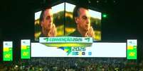 Conven&ccedil;&atilde;o do PL em SC com participa&ccedil;&atilde;o de Fl&aacute;vio usa v&iacute;deo com voz e imagens de Jair Bolsonaro  Foto: Reprodu&ccedil;&atilde;o/Youtube/Fl&aacute;vio Bolsonaro