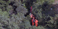 Bombeiros fazem buscas em área de queda de helicóptero no Rio  Foto: Reprodução/TV Globo