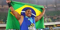 Alessandro Borges celebrata o ouro no arremesso de peso no Mundial Sub-20, em Eugene, Oregon (Foto: Steph Chambers/WA/Getty Images for World Athletics) Foto: Divulgação / Contra-Relógio
