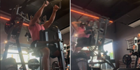 Homem filmou o momento em que a máquina em que estava utilizando na academia tomba   Foto: Reprodução/Instagram/@betao_jiujitsu