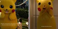 Pikachu interage com crian&ccedil;as durante festa de anivers&aacute;rio de Helena | Amanda Kimberlly vestida de Pikachu  Foto: Reprodu&ccedil;&atilde;o Instagram @akimberllya | Reprodu&ccedil;&atilde;o Instagram @akimberllya