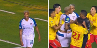 Deyverson provoca torcida advers&aacute;ria e se envolve em confus&atilde;o nos acr&eacute;scimos de uma partida pelo Campeonato Equatoriano.  Foto: Reprodu&ccedil;&atilde;o/ Redes Sociais