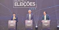 Debate da Band reuniu os candidatos &agrave; Presid&ecirc;ncia Renan Santos (Miss&atilde;o), Ronaldo Caiado (PSD) e Augusto Cury (Avante)   Foto: Renato Pizzutto/Band