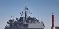 Navio estoniano durante exercícios militares da Otan no Mar Báltico  Foto: ANSA / Ansa - Brasil