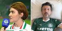 Mila foi ao est&aacute;dio no anivers&aacute;rio do Palmeiras representando o marido, Lito Sousa  Foto: Reprodu&ccedil;&atilde;o/TV Palmeiras e Reprodu&ccedil;&atilde;o/Instagram