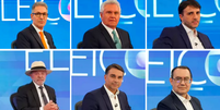 Romeu Zema (Novo), Ronaldo Caiado (PSD), Renan Santos (Miss&atilde;o), Lula (PT), Fl&aacute;vio Bolsonaro (PL) e Augusto Cury (Avante), candidatos &agrave; Presid&ecirc;ncia da Rep&uacute;blica em entrevistas &agrave; Rede Globo  Foto: Reprodu&ccedil;&atilde;o/TV Globo
