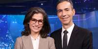 Renata Vasconcellos j&aacute; fez sabatinas com presidenci&aacute;veis em tr&ecirc;s elei&ccedil;&otilde;es; C&eacute;sar Tralli viveu sua estreia na fun&ccedil;&atilde;o  Foto: Reprodu&ccedil;&atilde;o
