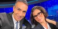 C&eacute;sar Tralli e Renata Vasconcellos: &acirc;ncoras t&ecirc;m a IA como maior amea&ccedil;a a seus empregos  Foto: Reprodu&ccedil;&atilde;o