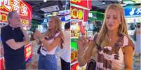 Ana Paula Siebert come espetinho de escorpi&atilde;o ao lado de Roberto Justus na China  Foto: Reprodu&ccedil;&atilde;o/Instagram