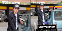 Fiuk se despediu do Uno Mille azul  Foto: claro vendido por R$ 54 mil - @fiuk / Famosos e Celebridades