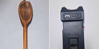 Colher de pau e m&aacute;quina de choque est&atilde;o entre os itens apreendidos na casa do casal  Foto: Reprodu&ccedil;&atilde;o/Pol&iacute;cia Civil de SP