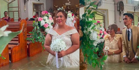Casal mant&eacute;m celebra&ccedil;&atilde;o de casamento mesmo igreja alagada na altura da cintura  Foto: Reprodu&ccedil;&atilde;o/Instagram 