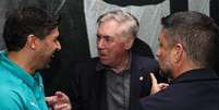 Ancelotti ao lado de Abel Ferreira antes do início da partida - Foto: Cesar Greco / Palmeiras / Jogada10