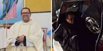 Padre Jucelino durante missa | Padre Jucelino preso na viatura  Foto: Reprodu&ccedil;&atilde;o Instagram | Divulga&ccedil;&atilde;o PC