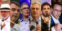 Presidenciáveis Luiz Inácio Lula da Silva (PT), Flávio Bolsonaro (PL), Romeu Zema (Novo), Ronaldo Caiado (PSD), Renan Santos (Missão) e Augusto Cury (Avante)  Foto: Wilton Junior, Pedro Kirilos, Wilton Junior, Taba Benedicto, Isabella Finholdt, Daniel Teixeira/Estadão / Estadão