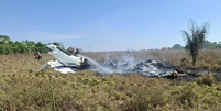 Avião cai em região de mata isolada em Água Boa  Foto: Divulgação/Corpo de Bombeiros