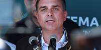 Candidato à Presidência Flávio Bolsonaro durante ato de campanha em Esteio, no Rio Grande do Sul
2 de setembro de 2026 REUTERS/Diego Vara  Foto: Reuters