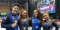 Fl&aacute;via Saraiva e Rebeca Andrade fazem dobradinha na trave; Nory conquista ouro na barra fixa na Copa do Mundo  Foto: Reprodu&ccedil;&atilde;o; X: cbginastica / Estad&atilde;o
