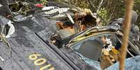 Helic&oacute;ptero cai na regi&atilde;o de Iaras no interior de SP  Foto: Divulga&ccedil;&atilde;o/Pol&iacute;cia Militar de SP / Estad&atilde;o