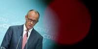 Friedrich Merz durante pronunciamento após resultado de eleição  Foto: ANSA / Ansa - Brasil