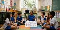 A discuss&atilde;o sobre IA na escola deve come&ccedil;ar pela crian&ccedil;a, n&atilde;o pela tecnologia Foto: Google Gemini