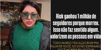 Roberta Miranda se revolta ao descobrir que Rick ganhou 1 milhão de seguidores após morrer  Foto: Reprodução/Instagram