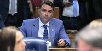 Conversas extraídas pela PF do celular de Vorcaro mostram interações com Flávio Bolsonaro  Foto: Carlos Moura/Agência Senado