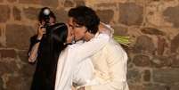 Casal trocou alianças em uma celebração na cidade de Montalcino Foto: ANSA / Ansa - Brasil
