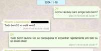 Trecho de conversa entre Vorcaro e Lewandowski em 19 de novembro de 2024.  Foto: Reprodução / Estadão