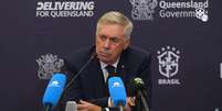 Carlo Ancelotti em coletiva ap&oacute;s a vit&oacute;ria da Sele&ccedil;&atilde;o em amistoso contra a Austr&aacute;lia  Foto: Reprodu&ccedil;&atilde;o/CBF TV