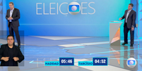 Haddad e Tarc&iacute;sio no debate da Globo  Foto: Reprodu&ccedil;&atilde;o/Globo