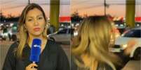 Rep&oacute;rter da Globo se assusta durante grava&ccedil;&atilde;o com batida entre carro e moto  Foto: Reprodu&ccedil;&atilde;o/TV Norte Rond&ocirc;nia/Globo