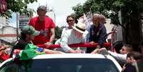 Primeira-dama Janja da Silva durante ato na Paulista ao lado de Lula, Haddad, Marina e Simone Tebet  Foto: Reprodu&ccedil;&atilde;o/Youtube