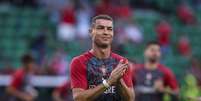 Cristiano Ronaldo durante o aquecimento de Portugal x Pa&iacute;s de Gales, pela Liga das Na&ccedil;&otilde;es da UEFA -   Foto: Carlos Rodrigues/Getty Images / Esporte News Mundo