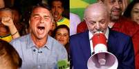 Os candidatos Fl&aacute;vio Bolsonaro (PL) e Lula (PT) ap&oacute;s o primeiro turno  Foto: Wilton Junior/Estad&atilde;o e Daniel Teixeira/Estad&atilde;o / Estad&atilde;o